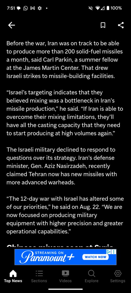 CRParkin's tweet photo. Baby's first news hit! I'm quoted in @AP today by @jongambrellAP about Iran's reconstruction of it's solid fueled missile program. https://t.co/PXkzVgO940