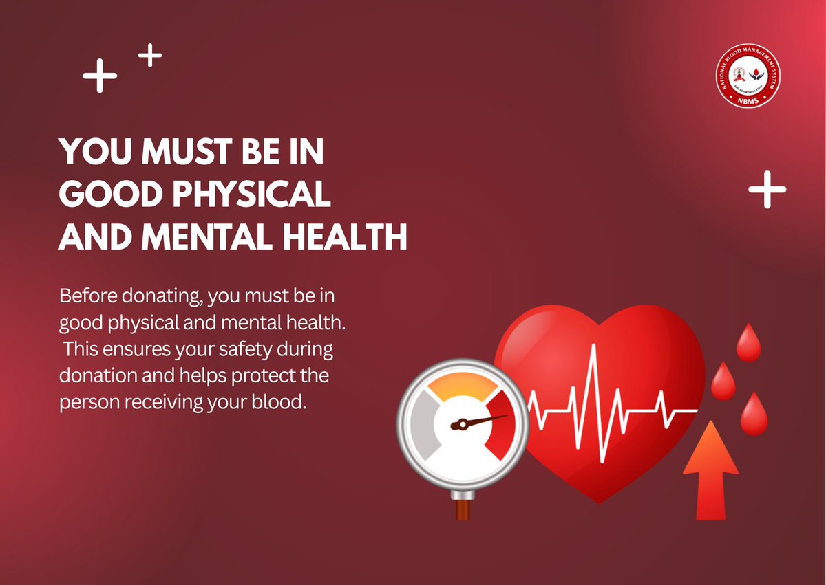 nbms_official's tweet photo. Are you unsure of your eligibility to donate?
Take the first step: Confirm your eligibility to donate today.
#DonateBlood #GiveLife #NBMS #SaveLives https://t.co/UJTMtfmx4d