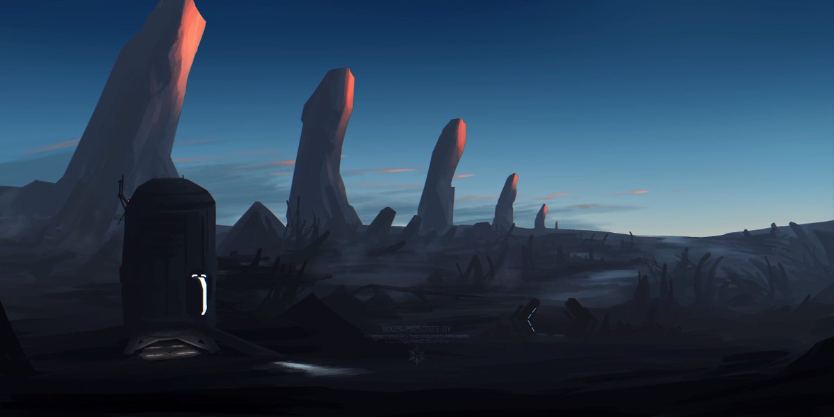Protagonist2114's tweet image. so I started this #SST25 drawing from day 20&apos;s prompt ruins but it ended up being more about spaceship debris than any intact spaceships

hopefully it&apos;s still in the spirit of #spaceshiptember