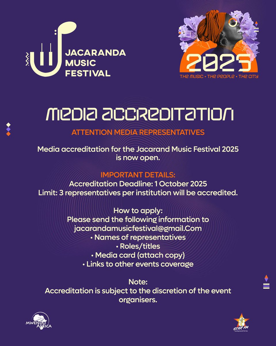 Media accreditation for <a href="/jacarandamusicf/">Jacaranda Music Festival</a> is now open. 💜
