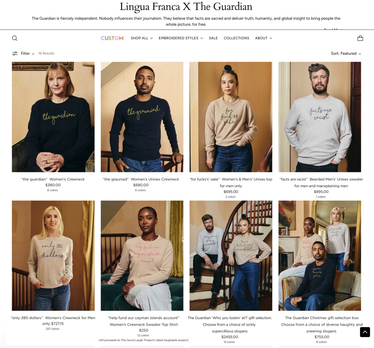 Some lovely trendy Guardain apparel on sale in the US.  😃

And at 380 dollars - VERY reasonable.  👀😬