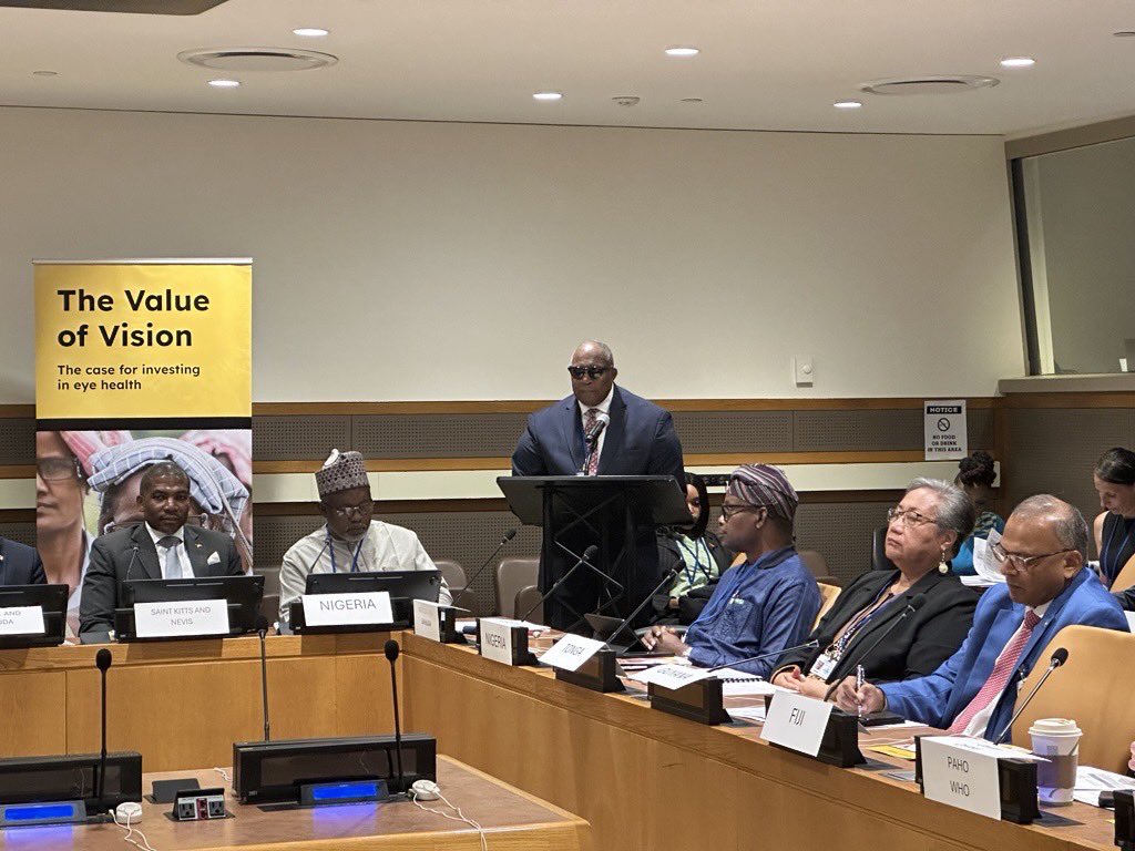 USGRabab_UN's tweet image. A pleasure to join PM @gastonbrowne 🇦🇬 &amp;amp; the #FriendsofVision in a discussion on investing in Vision. Eye health is central to achieving #SDGs, opening doors to learning, work &amp;amp; dignity esp in vulnerable countries. We must place it at the heart of dev &amp;amp; ensure #VisionForEveryone.