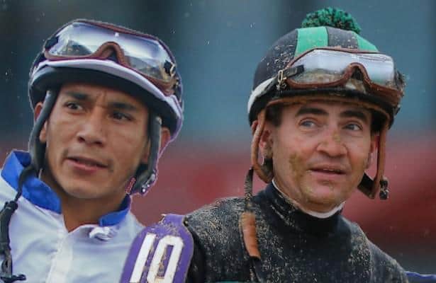 Paco López and Brian Hernandez Jr. are not replaced yet for Saturday rides on First Mission, Mystik Dan.

horseracingnation.com/news/Cox_McPee…

📸: Eclipse Sportswire - edited composite