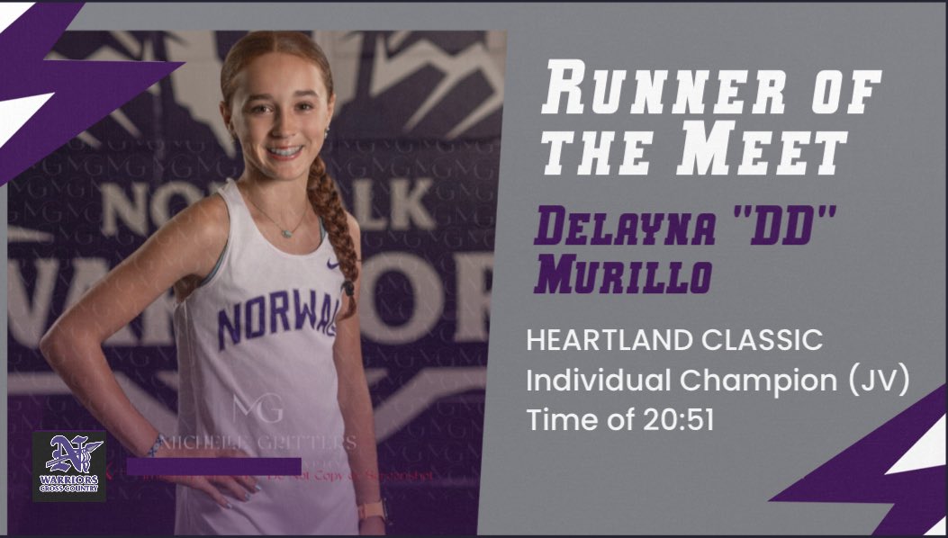 Congrats, DD, on Runner of the Meet at the Heartland Classic!  DD was the JV Individual Champ in 20:51!