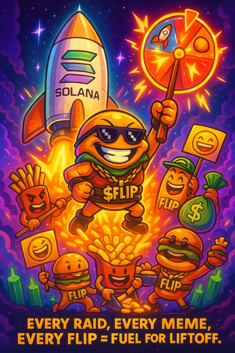 <a href="/PraxMedia/">Prax</a> If my life depended on one token to 100x? Easy.
$FLIP 🎡🍔 — Solana’s food + chaos wheel.

🚨 Only 28 hours left before it spins into the arena. ⏳🔥
The wheel is ready. The chaos is calling. Will you trust it?

TG: t.me/+rFnzV2Tg0944N…
X: x.com/FlipArmy_onsol