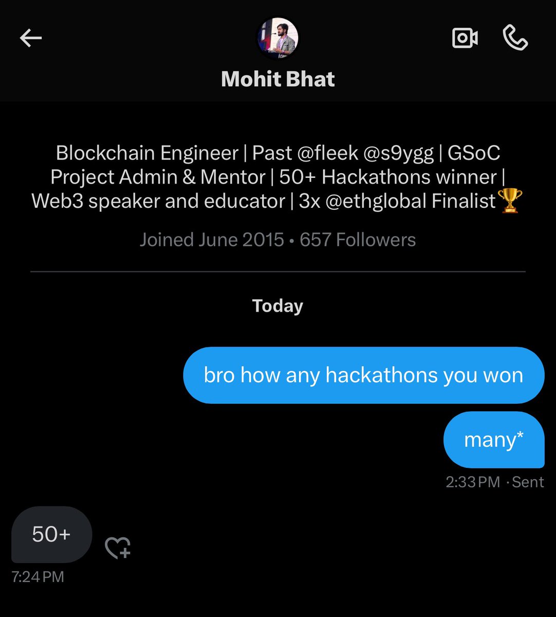 livestakes's tweet image. superstar identified 
That’s the alpha 

@mbcse50 betting on him winning @ETHGlobal 

50x hackathon winner is either insane or a lie.
