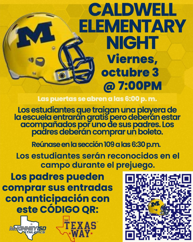 🏟️ Stadium Night is coming up October 3rd! / ¡Noche en el Estadio el 3 de Octubre!
🎉 Students Get In FREE! / ¡Los estudiantes entran GRATIS!

Wear any Caldwell shirt and enjoy free admission to the game.
Los estudiantes entran gratis con cualquier camiseta de Caldwell.