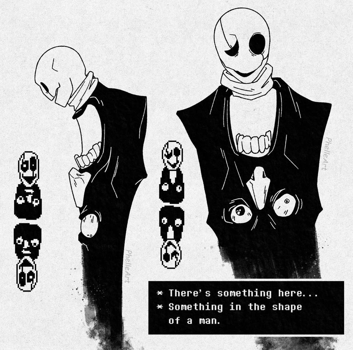 PhelleArt's tweet image. saw oomf say Gaster could be half-human half-monster so i had an idea
#Undertale