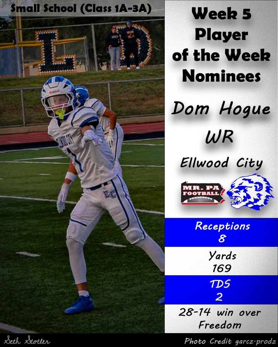 Cast your vote now for the Week 5 Player of the Week in the Small School category.  mrpafootball.com/mr-pa-football…
<a href="/mattbodnar17/">Matt Bodnar</a> <a href="/rykerkennedy/">rykerkennedy</a> <a href="/domhogue1/">Domenik Hogue</a>