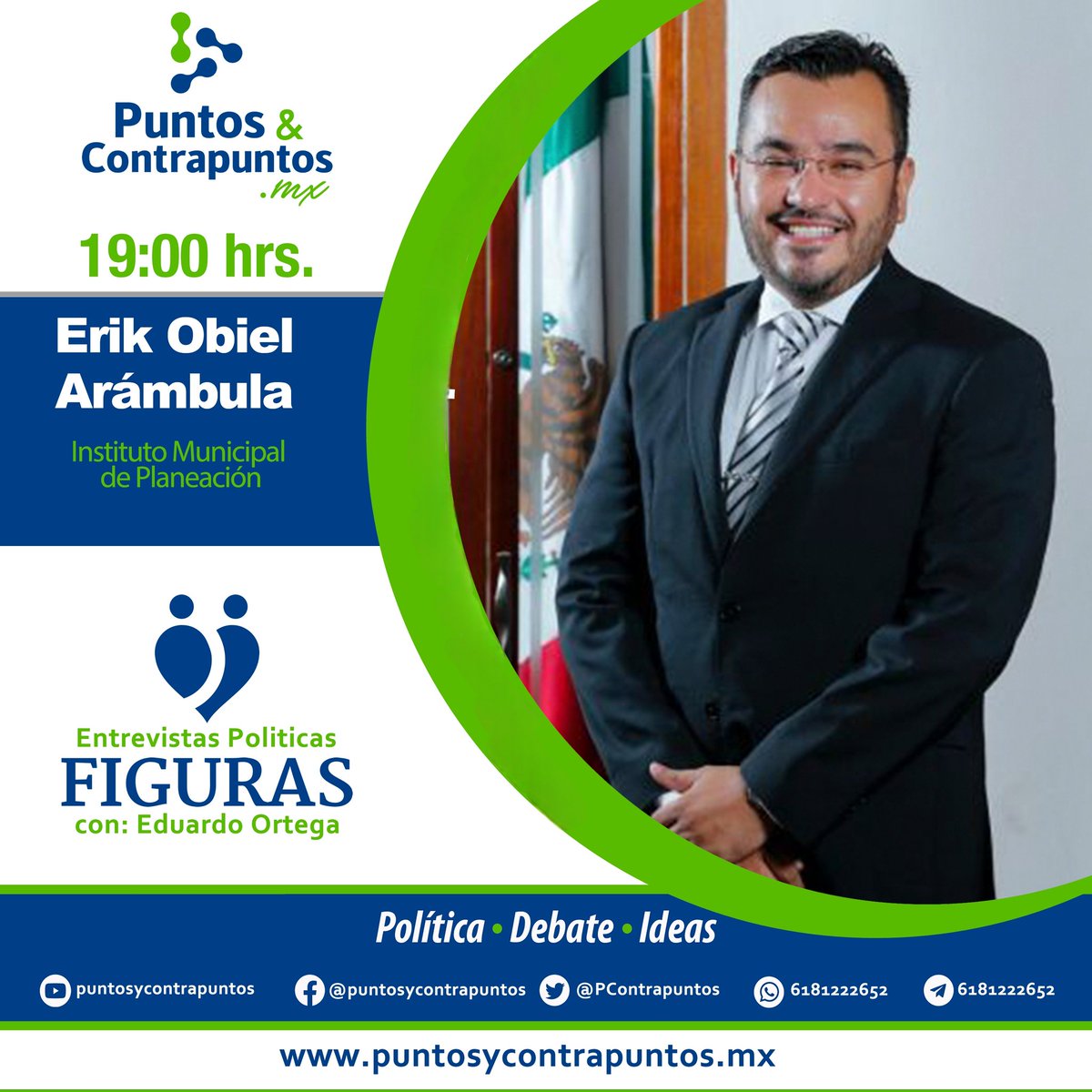 Puntos & Contrapuntos (@pcontrapuntos) on Twitter photo Hoy en #Figuras entrevistas políticas con <a href="/EduardoOrtegaS/">Eduardo Ortega S.</a>, nos acompaña <a href="/ObielDgo/">Erik Obiel Arámbula</a> Instituto Municipal de Planeación en punto de las 19:00 horas a través de #Facebook, #X y #Youtube Hoy en #Figuras entrevistas políticas con <a href="/EduardoOrtegaS/">Eduardo Ortega S.</a>, nos acompaña <a href="/ObielDgo/">Erik Obiel Arámbula</a> Instituto Municipal de Planeación en punto de las 19:00 horas a través de #Facebook, #X y #Youtube