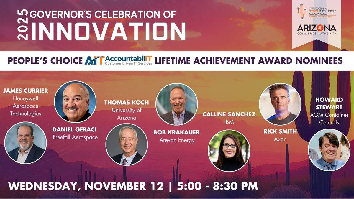 ⏳ Last chance! Voting for the 2025 People’s Choice AccountabilIT Lifetime Achievement Award closes this Friday, Sept. 26.

Cast your vote + help celebrate Arizona’s tech trailblazers ➡️ buff.ly/x21wye8
