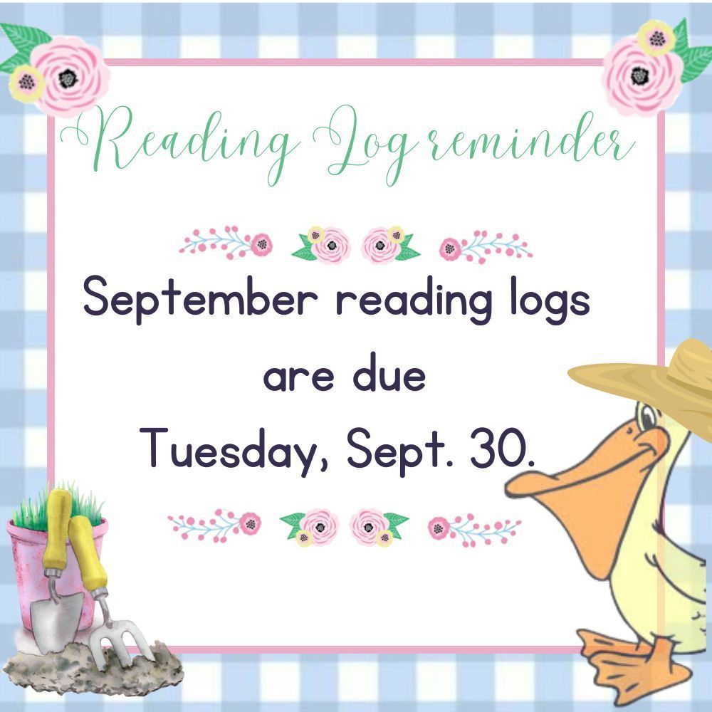 📚 Reading Log Reminder📚 September reading logs are due Tuesday, Sept. 30th. Turn in reading logs to earn special prizes! #growtogetherbloomforever #itsagreatdaytobeapelican #MPEPelicans