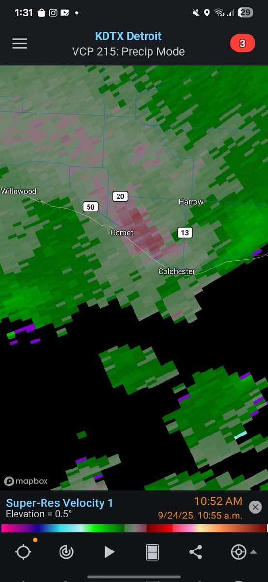 BethTrio's tweet photo. After the  2nd attempt  of the day of going  Spout hunting,  spotted a funnel from Colchester Harbor, ON  at 10:51am. @WE_SEE_ @ICWR @tempesthunterph #shareyourweather https://t.co/3WQ8I31aMf
