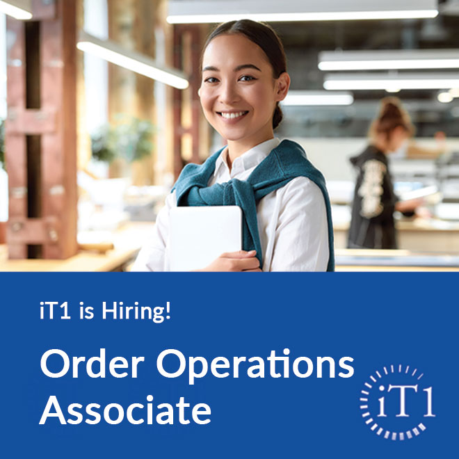 Join iT1 as an Order Operations Associate!
go.it1.com/careers
iT1 is hiring an Order Operations Associate to support our sales staff and work with vendors to ensure smooth order processing. Responsibilities include handling purchase orders, shipment tracking, and returns.