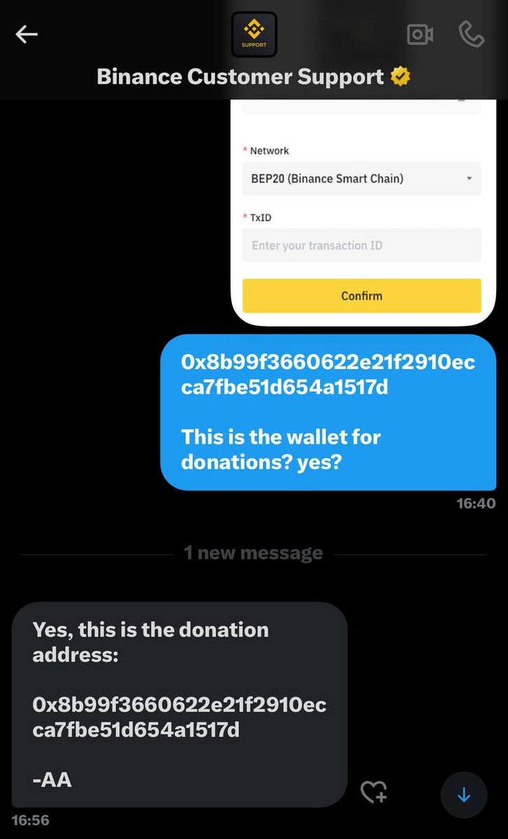 c_c_fund's tweet photo. We spoke directly with Binance Customer Support and were provided with a verified donation wallet address -  all donations can be tracked on-chain! https://t.co/dLA0FQyHEE