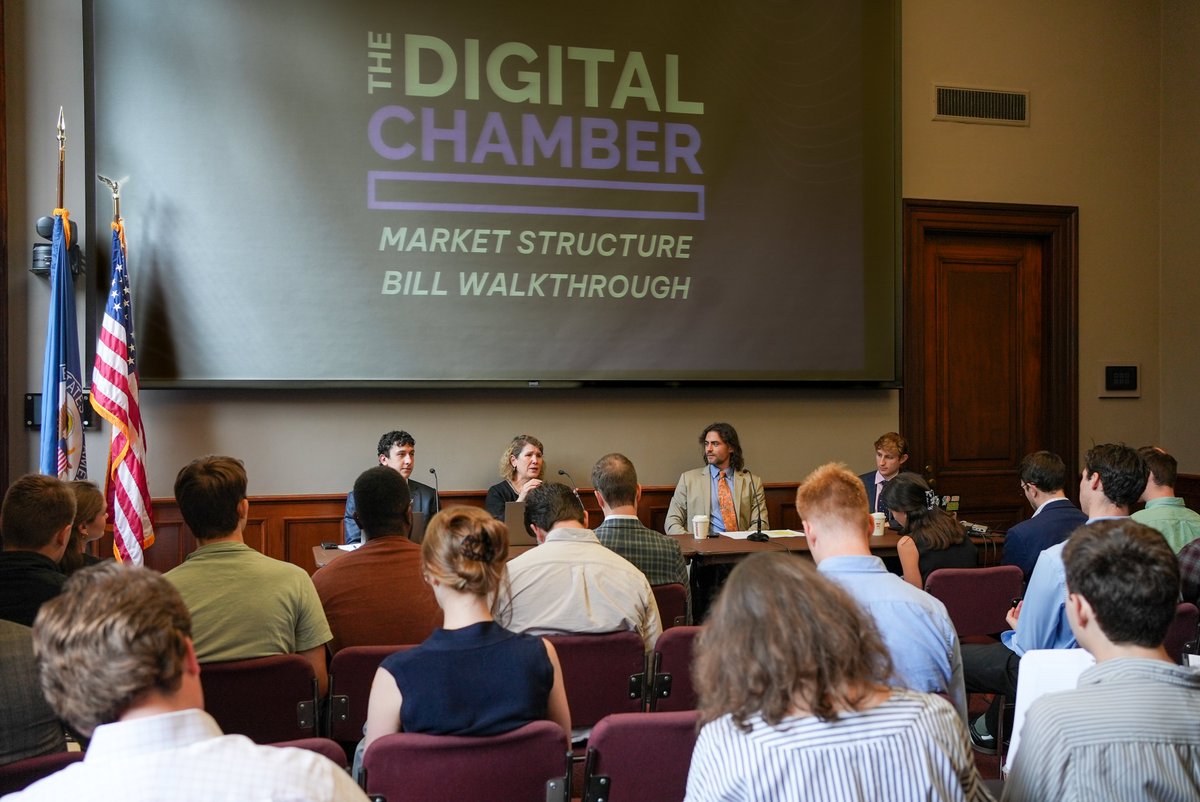 DigitalChamber's tweet photo. Insightful bill walkthrough event hosted by TDC on Capitol Hill today. Market structure clarity is needed to protect consumers and enable market growth by creating rules of the road.