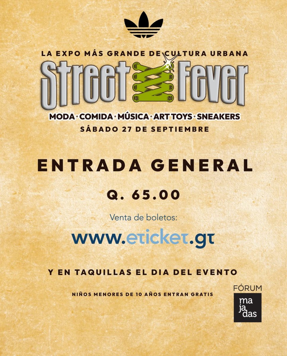 ¡Estamos a pocos días del Street Fever 2025! 👟
¿Y tú, ya tienes tu entrada?

🎟Disponibles en eticket.gt

#streetfever #sneakerfever #sneakerfevergt #eticketgt