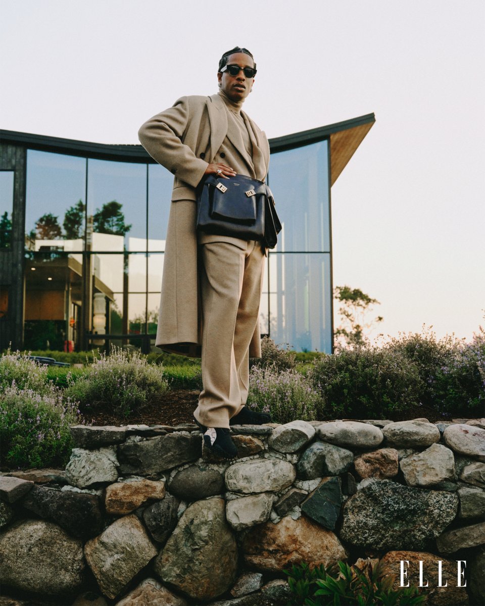 Ferragamo's tweet image. Singer Asap Rocky featured on Elle USA October issue wearing a FW25 look with iconic Hug Bag belt by Maximilian Davis , in a photo by Justin French.
Editor-in-chief: Nina Garcia
Styled by Jan-Michael Quammie
