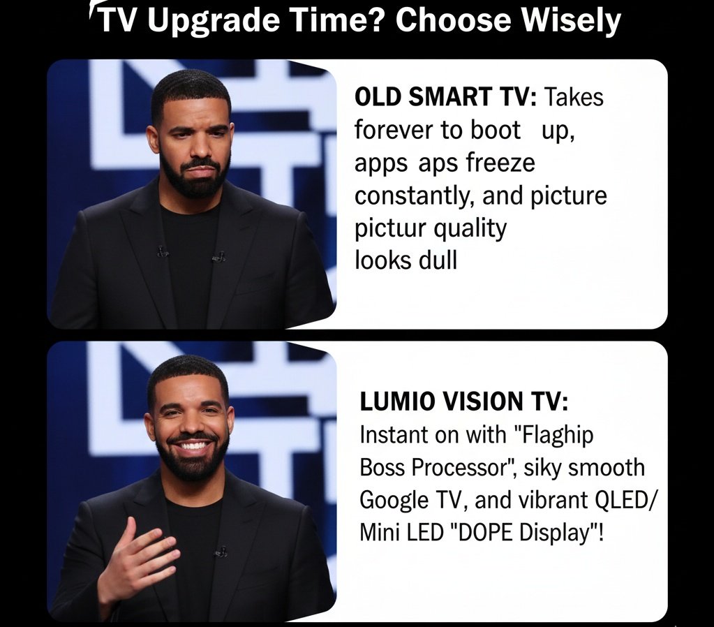 <a href="/LumioIN/">Lumio</a> 📺 Old Smart TVs = endless waiting, freezing apps &amp; dull screens.

⚡ #LumioVisionTV = Instant on, flagship boss power &amp; a DOPE QLED/Mini LED display.

Why settle for less when the upgrade is this good? 🔥

<a href="/LumioIN/">Lumio</a>

#LumioArc5