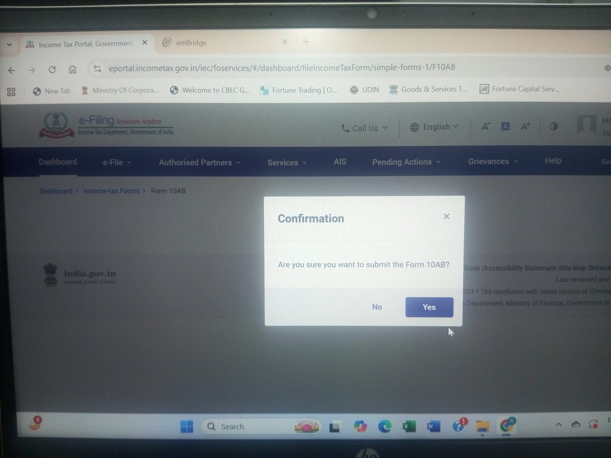 rajeshkumar823's tweet photo. @IncomeTaxIndia @PMOIndia  While verify the Application for registration u/s 12A there is error "submission faild! Respond from server: please fix the following issue and try to submit again, Invalid format for full name. " https://t.co/o8OZvObBIF