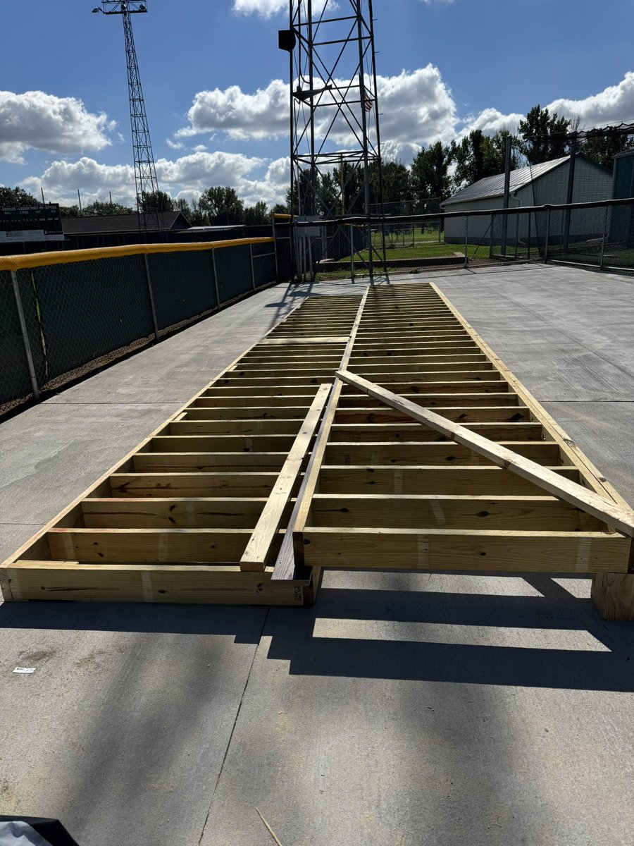 Construction on the German Deck has started as we continue to prepare for the 2026 State Amatuer Baseball Tournament. Big Thanks to Mark Novak from Mark Novak Construction on his efforts and labor on this project.