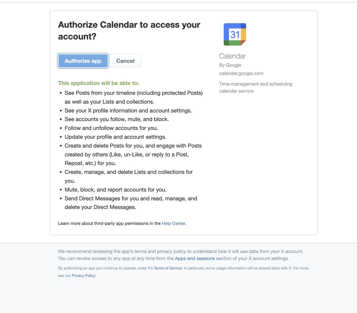 PSA attackers are mimicking google calendar integration with X, they have a legitimate oath so it is very convincing and will get a lot of people

if you get sent a google calendar link do not authorize access

the current strategy is spoofing a16z employees but that may change