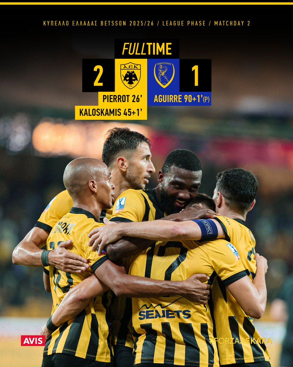 Λήξη του αγώνα: ΑΕΚ – Παναιτωλικός 2-1
#aekfc #aekfcseason2025_2026 #kypelloelladas