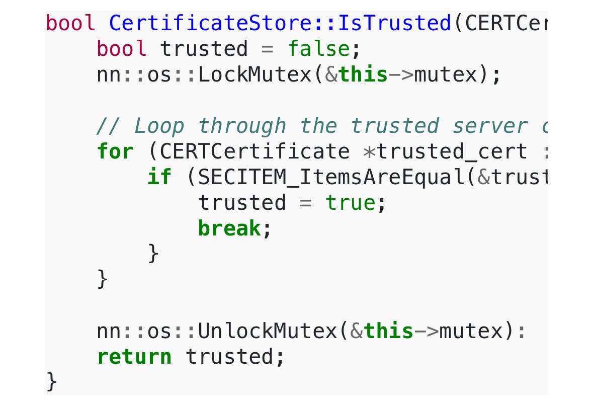 Bypassing TLS Verification on Nintendo Switch by Yannik Marchand

reversing.live/sslbypass.html