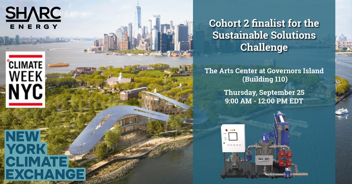 Join <a href="/SHARCenergy/">SHARC Energy</a>  tomorrow at The New York Climate Exchange  as a cohort 2 finalist for the Sustainable Solutions Challenge.

Hop on the ferry and join us at the showcase: zurl.co/Tn5Tl

#ClimateWeekNYC #WastewaterEnergy #DistrictEnergy #ThermalEnergyNetworks