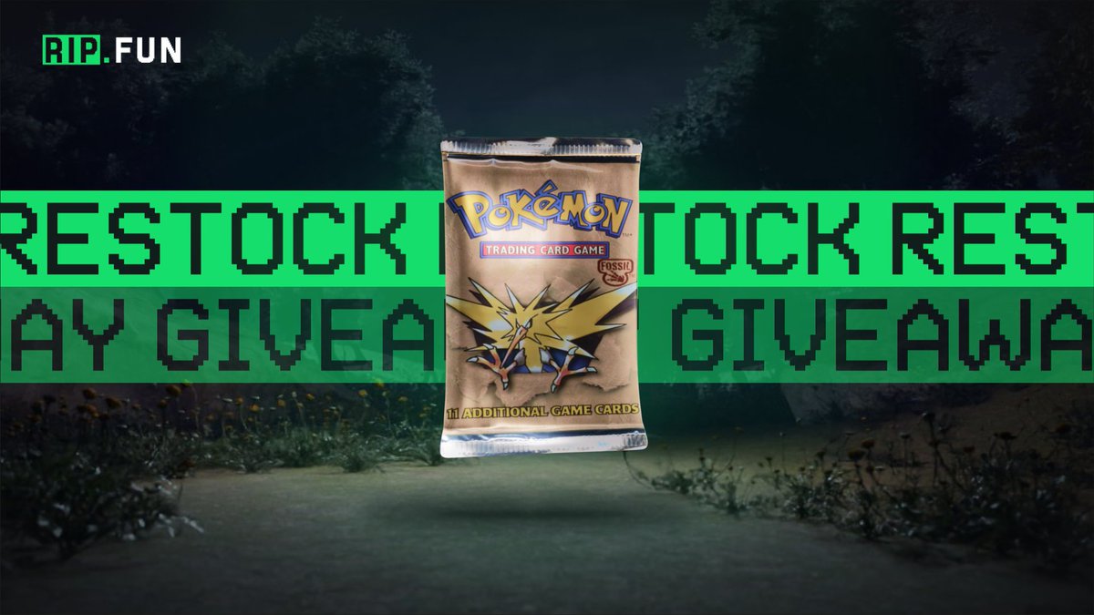 ripdotfun's tweet image. MORE FOSSIL PACKS
We just listed an ENTIRE BOOSTER BOX of fossil packs to the rip store
To celebrate we're giving away 1 extra fossil pack to a lucky winner, all you have to do is;
- follow @ripdotfun
- like & retweet this tweet
- tag a friend you wanna be ripping with rn