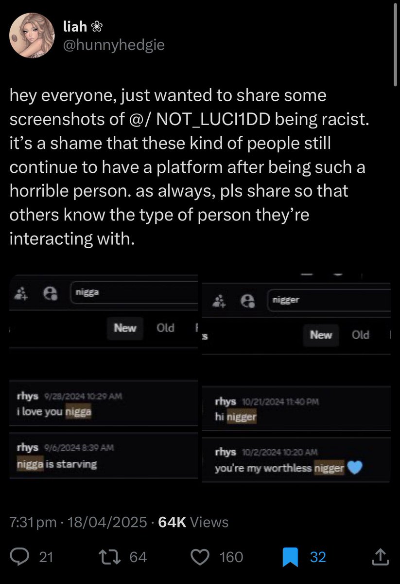 just a reminder to any of my mutuals who still follow him. please do not interact w this racist bum!!