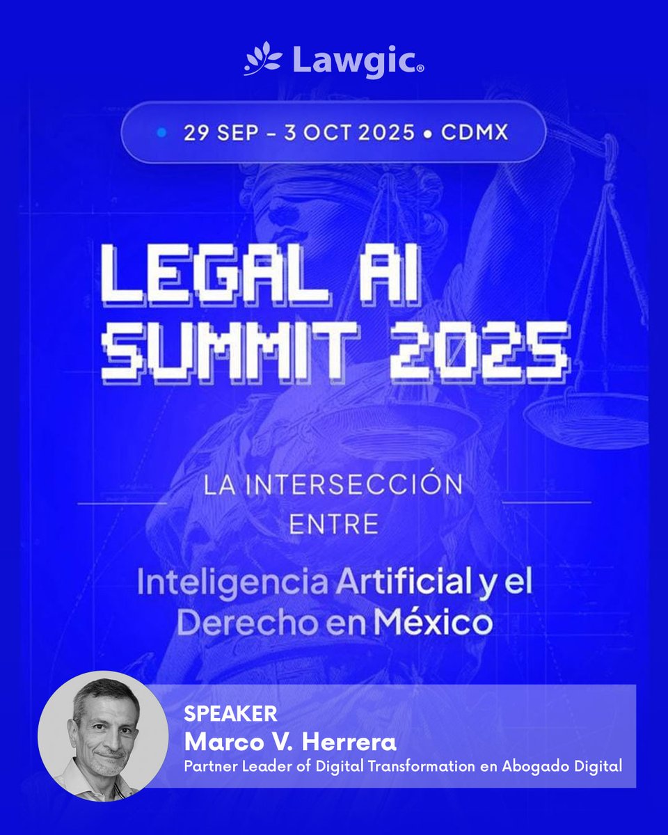 Del 29 sep al 3 oct llega el #LegalAISummit 2025: el encuentro online sobre cómo la IA está transformando el derecho en México y el mundo.

Nos honra anunciar a <a href="/Marcovherrera/">Marco V Herrera</a> , Partner Leader of Digital Transformation en Abogado Digital, como speaker destacado.