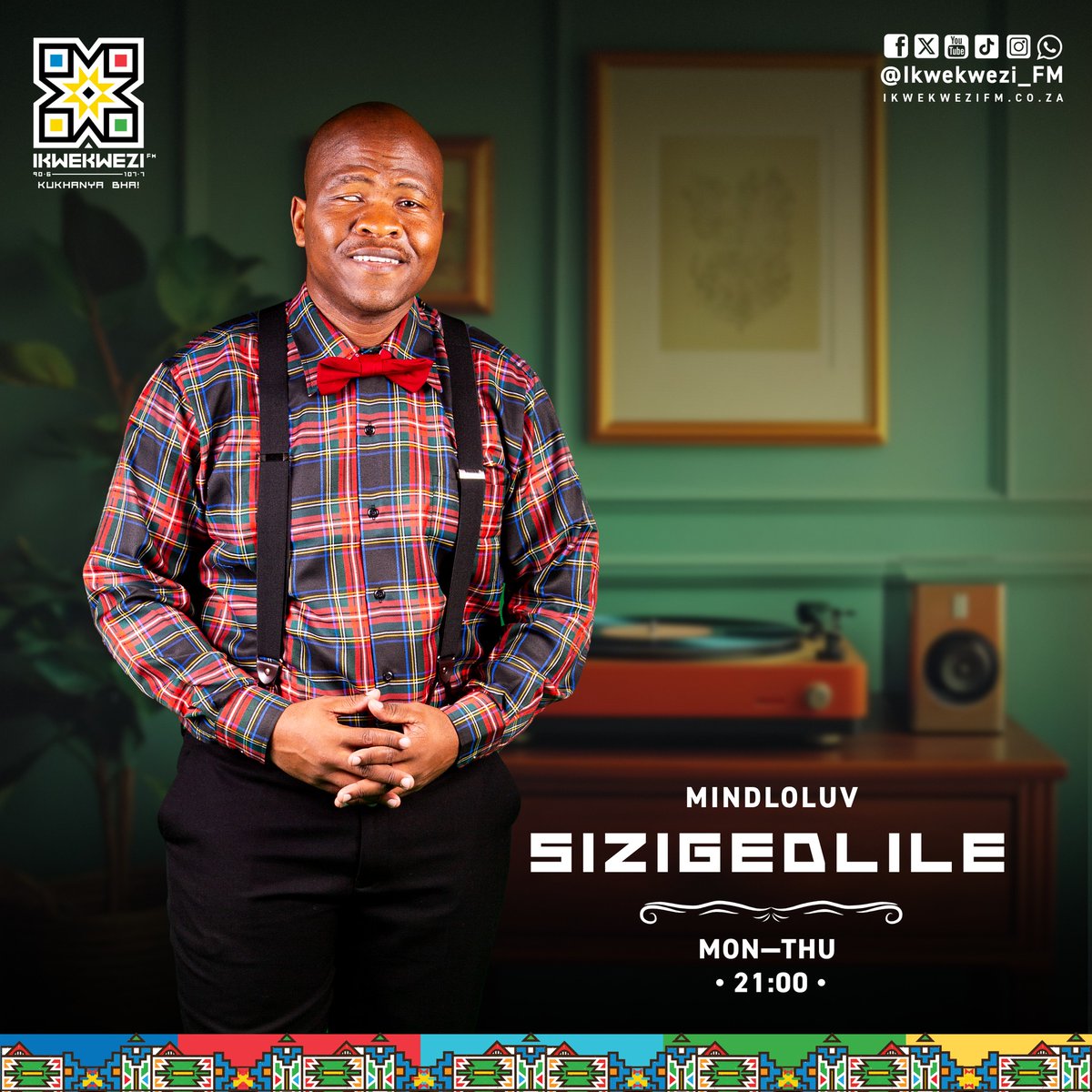 #Sizigedlile | Asikhulume

📆 Weds, 24 Sep
⏰ 22h15
🎙️ Mindloluv

#UmkhanyoNgwowakho 
📻90.6-107.7 FM
📱 sabc-plus.com 
💻Stream | listen.ikwekwezifm.co.za/listenikwekwez…