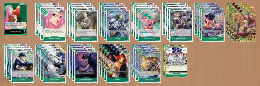 SQ_OPTCG's tweet photo. This is the list I'm at now. Deck does well into Ace and Roger. Imu is still a huge issue, thinking if zoro9 would help in that matchup at all

Suggestions are welcomed ! https://t.co/NiuUqD0IwR