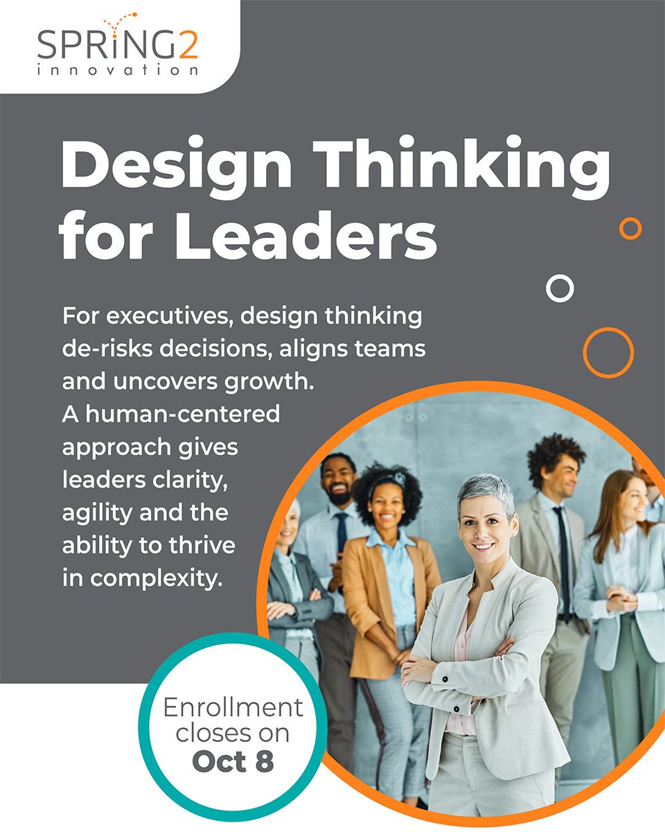 Spring2Inno's tweet image. Drive meaningful change with the Spring2 Design Thinking Methodology. This course gives business leaders the tools to lead teams through change, boost resilience and co-create with end-users.
Register today—zurl.co/7IXTZ
#Spring2Innovation #ChangeManagement