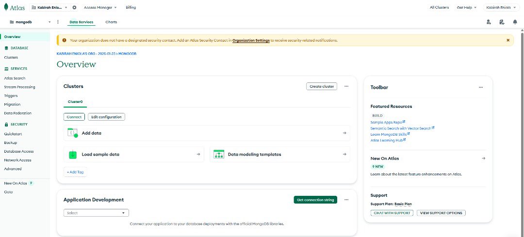 CodeWithBeerah's tweet image. Day 24 #30DaysOfCode MongoDB Atlas live ✅
Backend is finally ready for real data 🚀

 #MongoDB #WebDev #WomenInTech