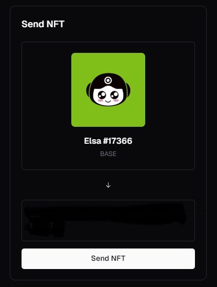 gElsa 🌙

I just transferred my NFTs with a simple prompt on <a href="/HeyElsaAI/">HeyElsa</a> 

"Transfer my Elsian NFT to this wallet xx"

And i just confirm in my wallet. ✅

HeyElsa really is the perfect crypto copilot!