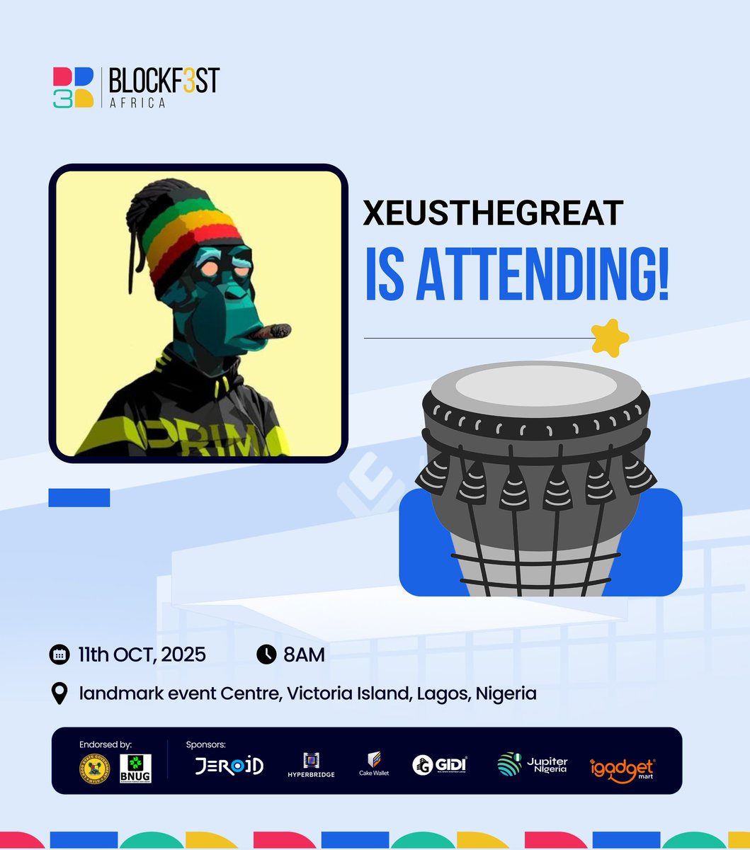 SamuelXeus's tweet image. Get DP is now live for BlockfestAfrica!

Share with Family and friends 🧡 

blockfestafrica.com/getdp

Quote with yours!❤️