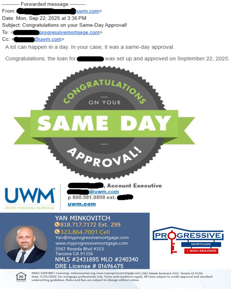 Same-Day Approval. Another client’s loan was set up and approved in just one day. Fast, reliable, and stress-free mortgage solutions. If you have friends or family members looking to buy or refinance, send them our way. #MortgageSolutions #HomeLoans #Refinance #FirstTimeBuyer