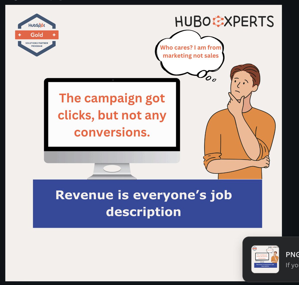 huboexperts's tweet image. Clicks don’t pay the bills — conversions do.
At HuboExperts, we believe revenue is everyone’s responsibility, not just sales.
#Huboexperts #SalesAndMarketing #RevenueGrowth #MarketingStrategy #BusinessAlignment #HubSpotExperts #SalesEnablement
