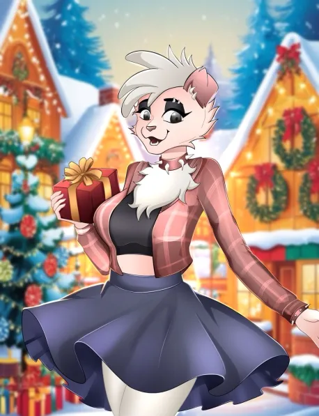 ✨🎁 Holiday cheer wrapped in style! Who’s ready for gifts and cozy vibes? ❄️💕#FurryArt #AnthroArt #FurryOC #CuteFurry #FurryCommunity #FurryChristmas #GiftGiving