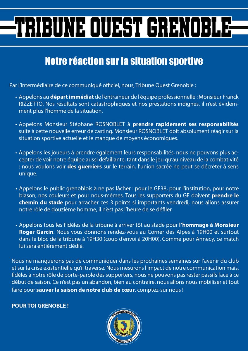 TribuneouestG's tweet image. 🚨 COMMUNIQUÉ OFFICIEL 🚨