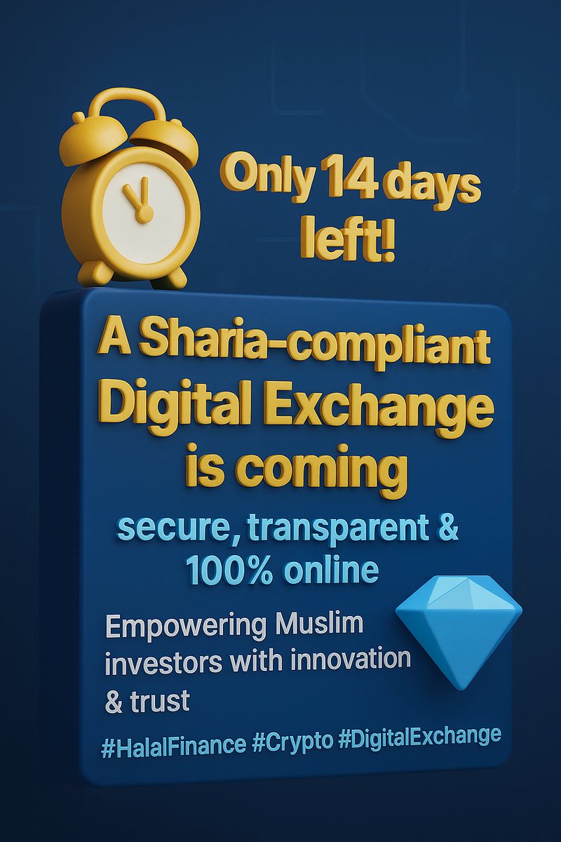 Adil99Shah's tweet image. 🚨 Just 14 Days Left! 🚀
A Sharia-compliant Digital Exchange is coming – secure, transparent &amp;amp; 100% online 🌍✨
Empowering Muslim investors with innovation &amp;amp; trust. 💎
sidrastart.com/project/523af5…
#HalalFinance #Crypto #DigitalExchange @maljefairi @fasocoin #SidraChain #SidraDEX