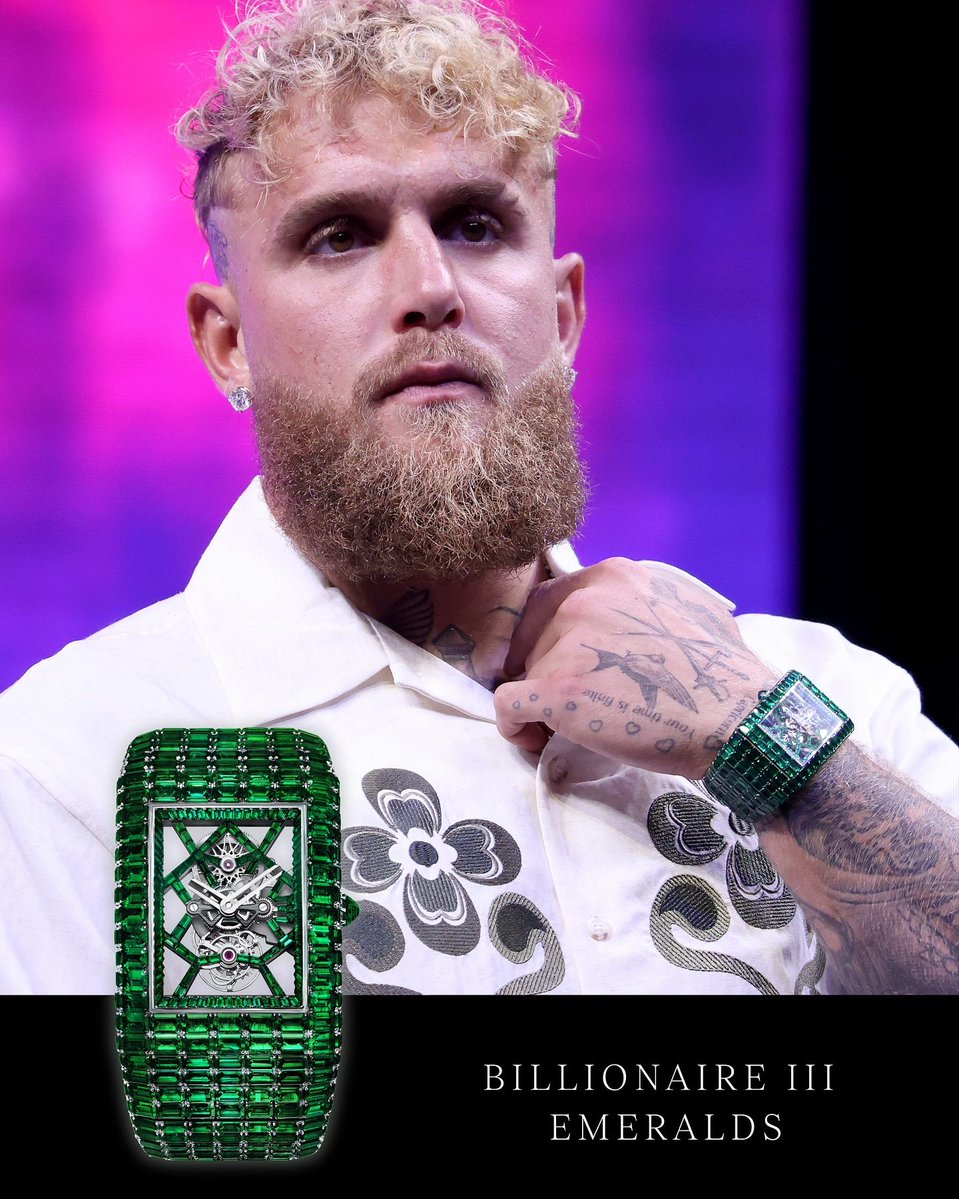 _Jacobandco's tweet image. Jake Paul @jakepaul wears the Jacob & Co Billionaire III Emeralds ahead of his November fight in Miami.
#JacobAndCo #inspiredbytheimpossible
