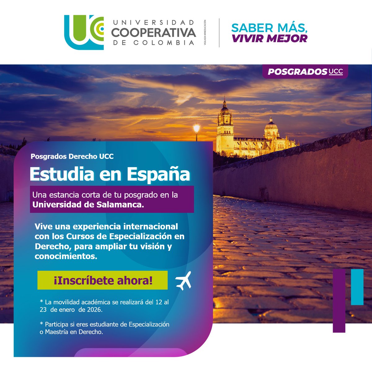 ucooperativabog's tweet image. 🌍 Estudia Derecho en la Univ. de Salamanca – España 🇪🇸

📅 12 al 23 enero 2026 | 👩‍🎓 Estudiantes de posgrado UCC

🔗 Info: acortar.link/4QnJrH

#PosgradosUCC #EstudiaEnEspaña
