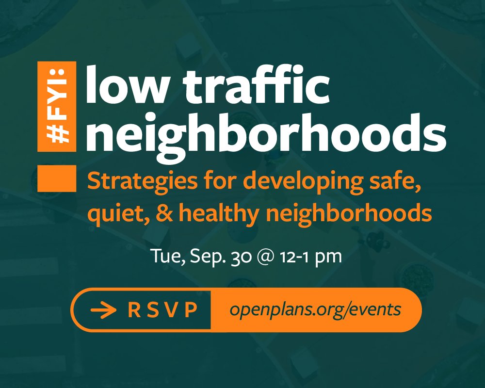 Low Traffic Neighborhoods make your streets quieter, safer and calmer!
🚗 47% less traffic
🏥 50% fewer car-related casualties
🚲 25% more walking/biking
Less crime &amp; better air quality! 🍃
Join our lunch and learn on Sept 30 at 12pm to learn more!
RSVP: us02web.zoom.us/webinar/regist…
