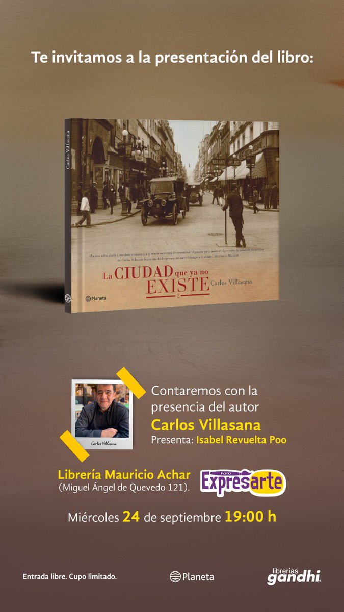 ¡Hoy!📌🗓️

Un enorme gusto haber participado en esta maravillosa selección histórico/iconográfica de mi querido <a href="/CvillasanaS/">Carlos Villasana S.</a>, sobre nuestra amadísima CDMX. 

¡Los esperamos esta tarde noche! ¡No se lo pierdan! 

<a href="/Planetadelibros/">PlanetadeLibros</a> <a href="/LibreriasGandhi/">Librerías Gandhi</a>