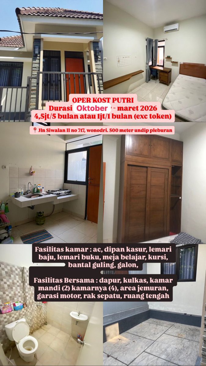 swagittaries's tweet photo. @diaryoflilyyy hlo aku lagi oper kost ni siapa tau mssih butuh. 6 menit jalan kaki kekampus undip @diaryoflilyyy https://t.co/4ArasFG7cm