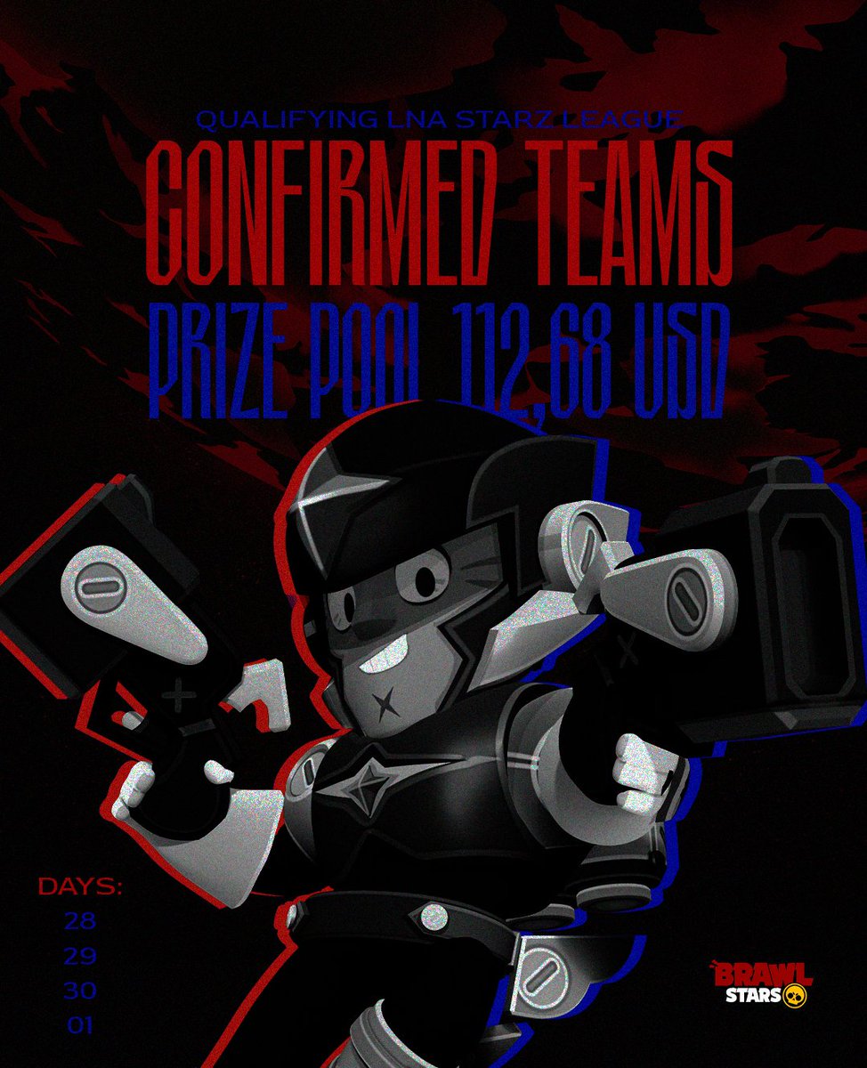 IT'S CLOSER THAN EVER! 5 days remaining for the special edition of the LNA League, with a total prize of $112 

64 teams confirmed for the open qualifiers and pre-qualified teams
Follow the entire competition on the days: 28, 29, 30, 1, 2, 3 starting at 19:00 GMT-3.
#BRAWLSTARS