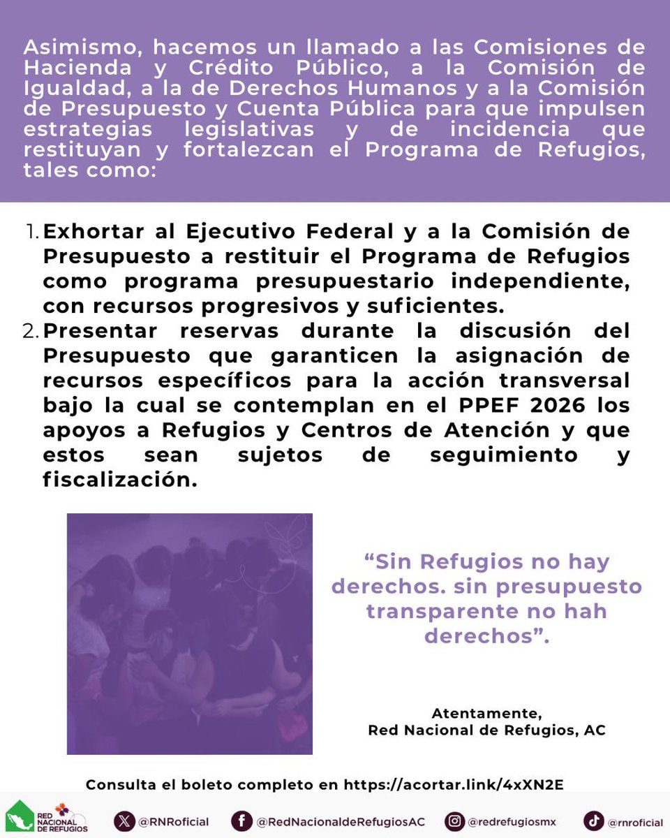 🚨Hoy se dijo que el #PPEF2026 “contempla + de 857 mdp”, contemplar es ≠ a garantizar
🆘La fusión de los Refugios es opacidad y retroceso
📣Desde la Cámara de Diputadas/os exigimos desglose inmediato para Refugios y sus centros externos
🗞️Boletín👉🏼 acortar.link/4xXN2E